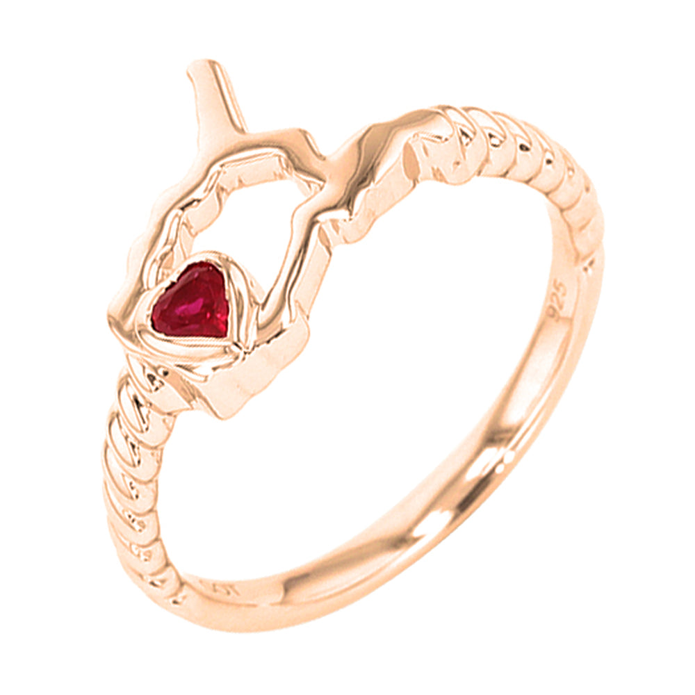 14Kt Rose Gold Ruby 1/10Ctw Ring
