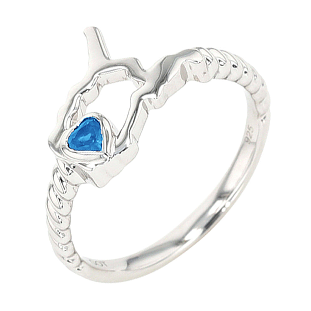 14Kt White Gold Blue Topaz 1/10Ctw Ring