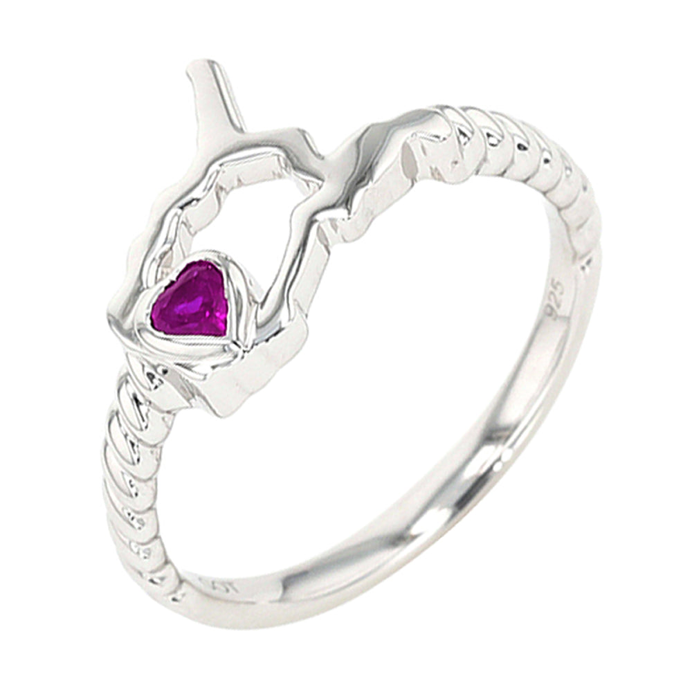 14Kt White Gold Amethyst 1/10Ctw Ring
