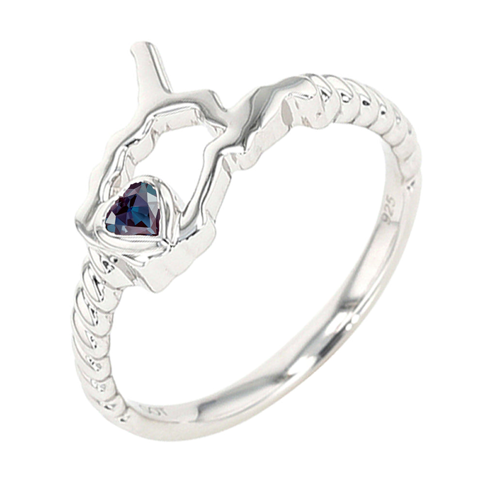14Kt White Gold Syn Alexandrite 1/10Ctw Ring