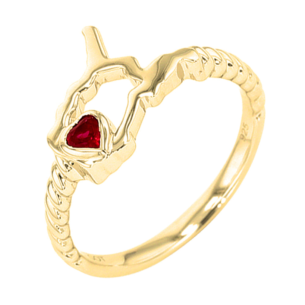 14Kt Yellow Gold Garnet 1/10Ctw Ring