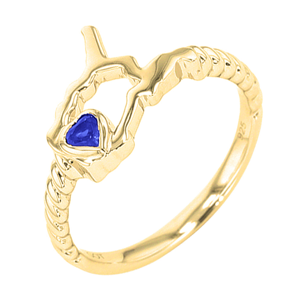 14Kt Yellow Gold Sapphire 1/10Ctw Ring