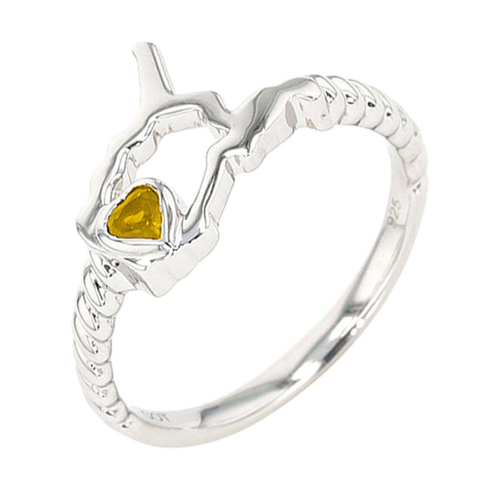 Silver Citrine 1/10Ctw Ring