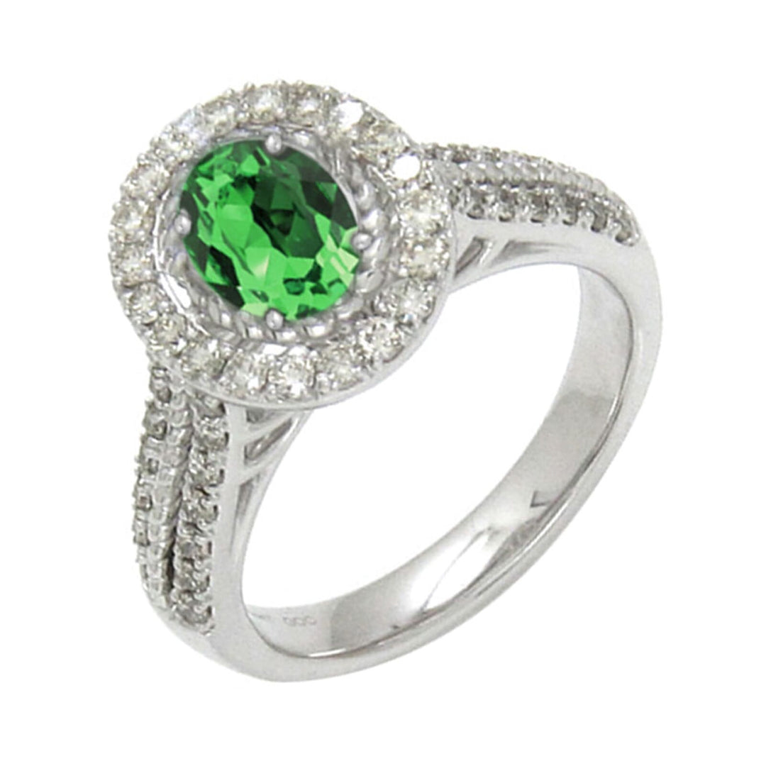 14Kt White Gold Diamond 3/4Ctw & Emerald 1 1/3Ctw Ring