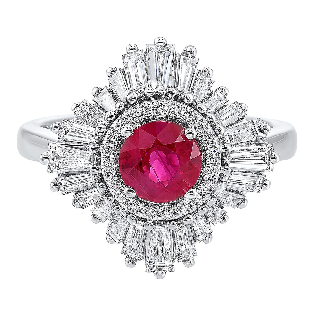 14Kt White Gold Diamond 7/8Ctw & Ruby 1Ctw Ring