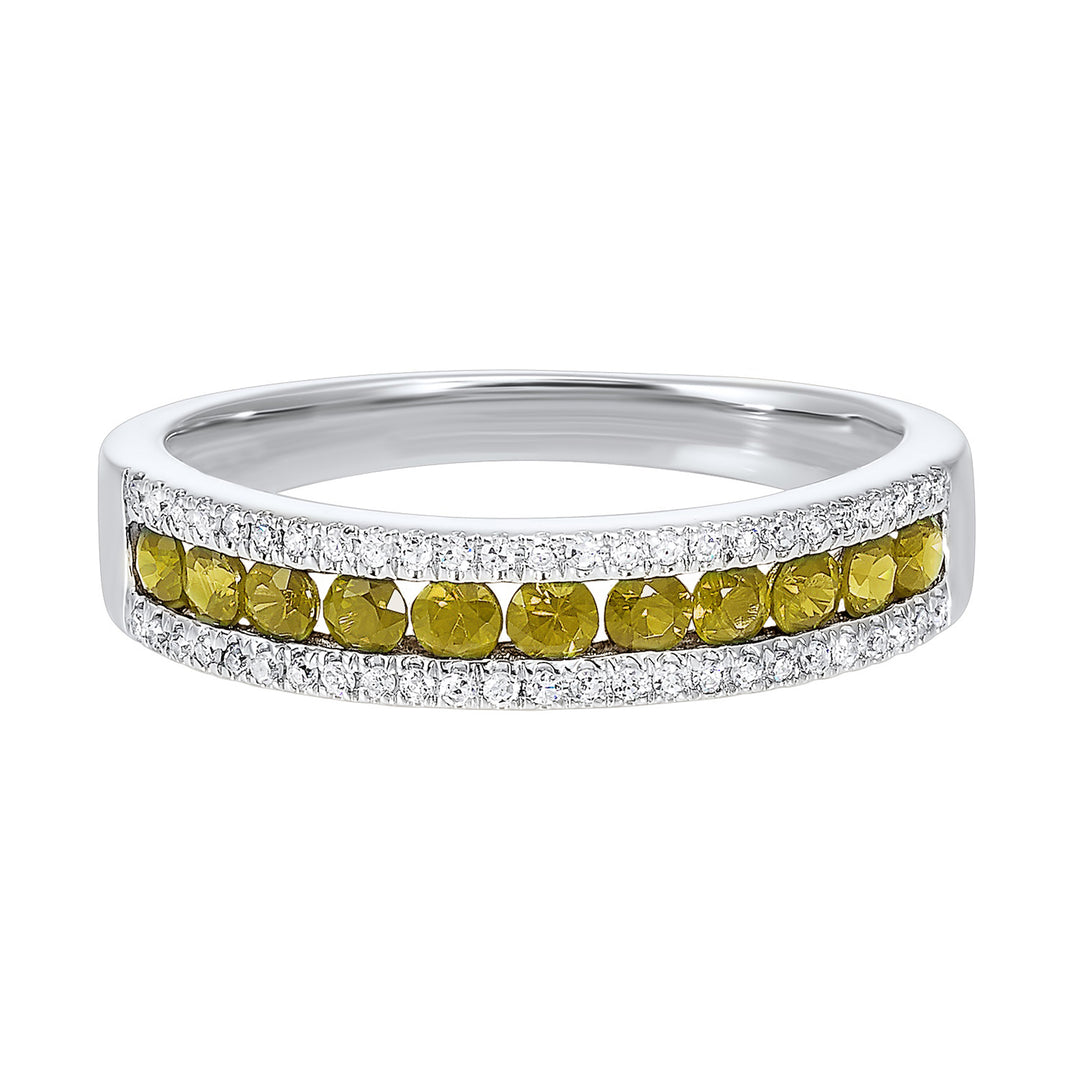 14Kt White Gold Diamond 1/8Ctw & Citrine 1/2Ctw Ring
