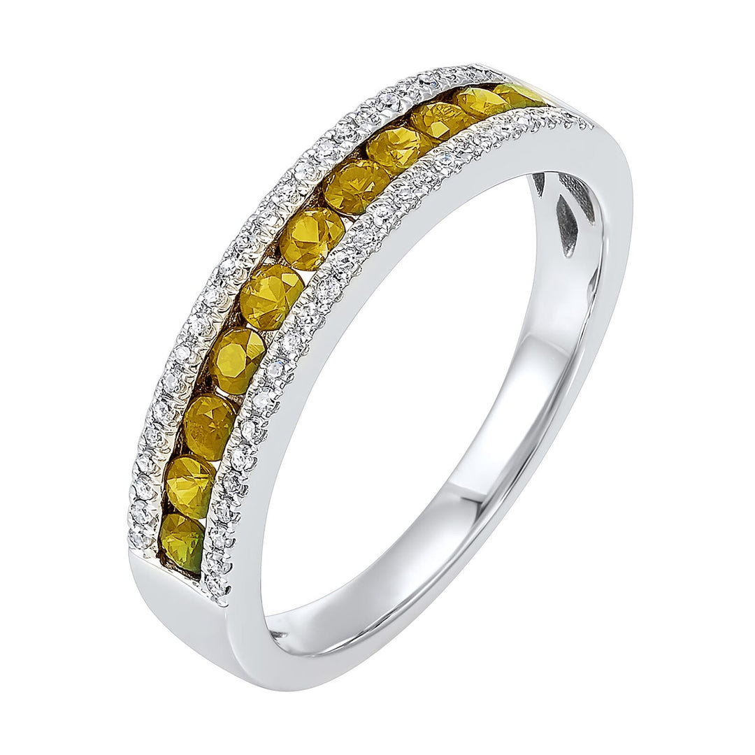 14Kt White Gold Diamond 1/8Ctw & Citrine 1/2Ctw Ring