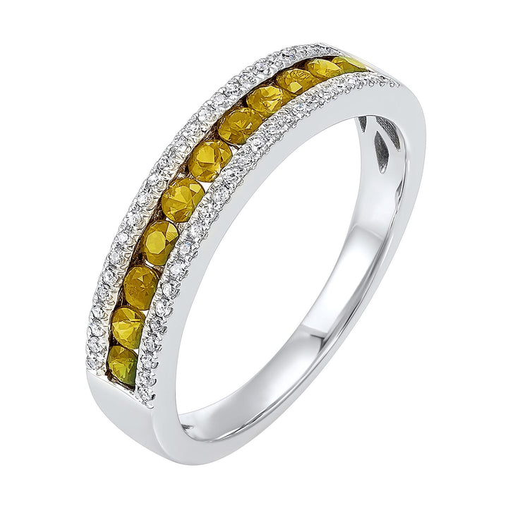 14Kt White Gold Diamond 1/8Ctw & Citrine 1/2Ctw Ring