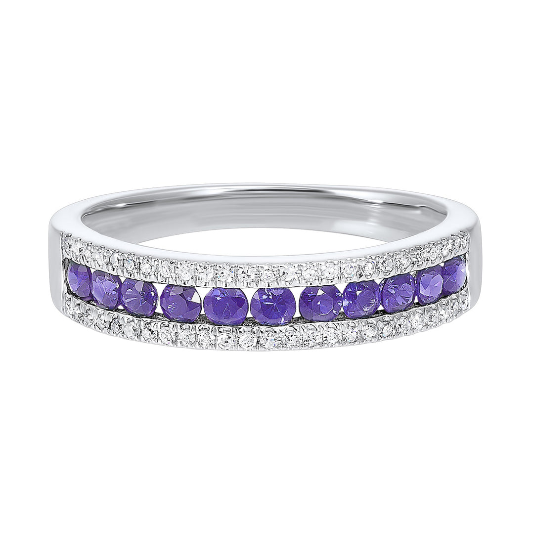 14Kt White Gold Diamond 1/7Ctw & Amethyst 1/2Ctw Ring