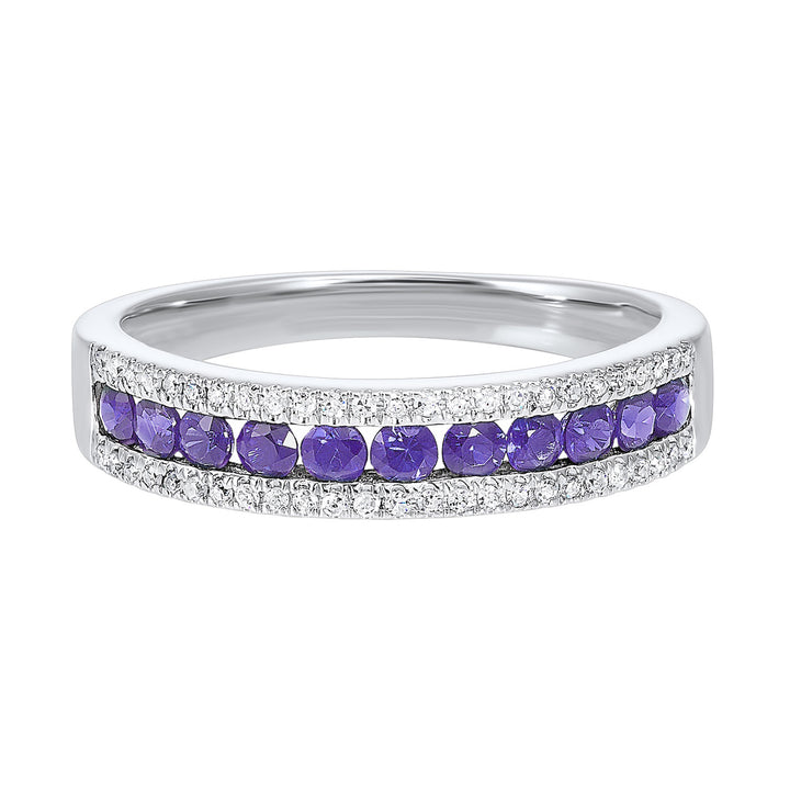 14Kt White Gold Diamond 1/7Ctw & Amethyst 1/2Ctw Ring