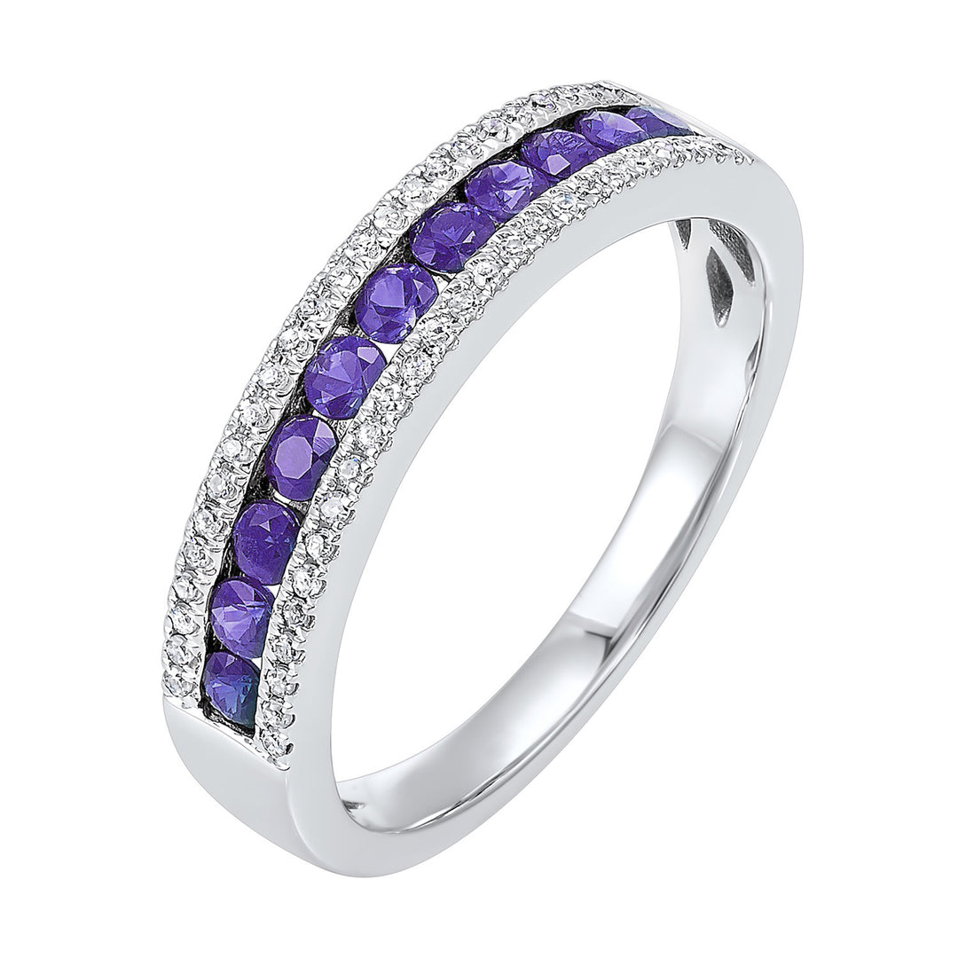 14Kt White Gold Diamond 1/7Ctw & Amethyst 1/2Ctw Ring
