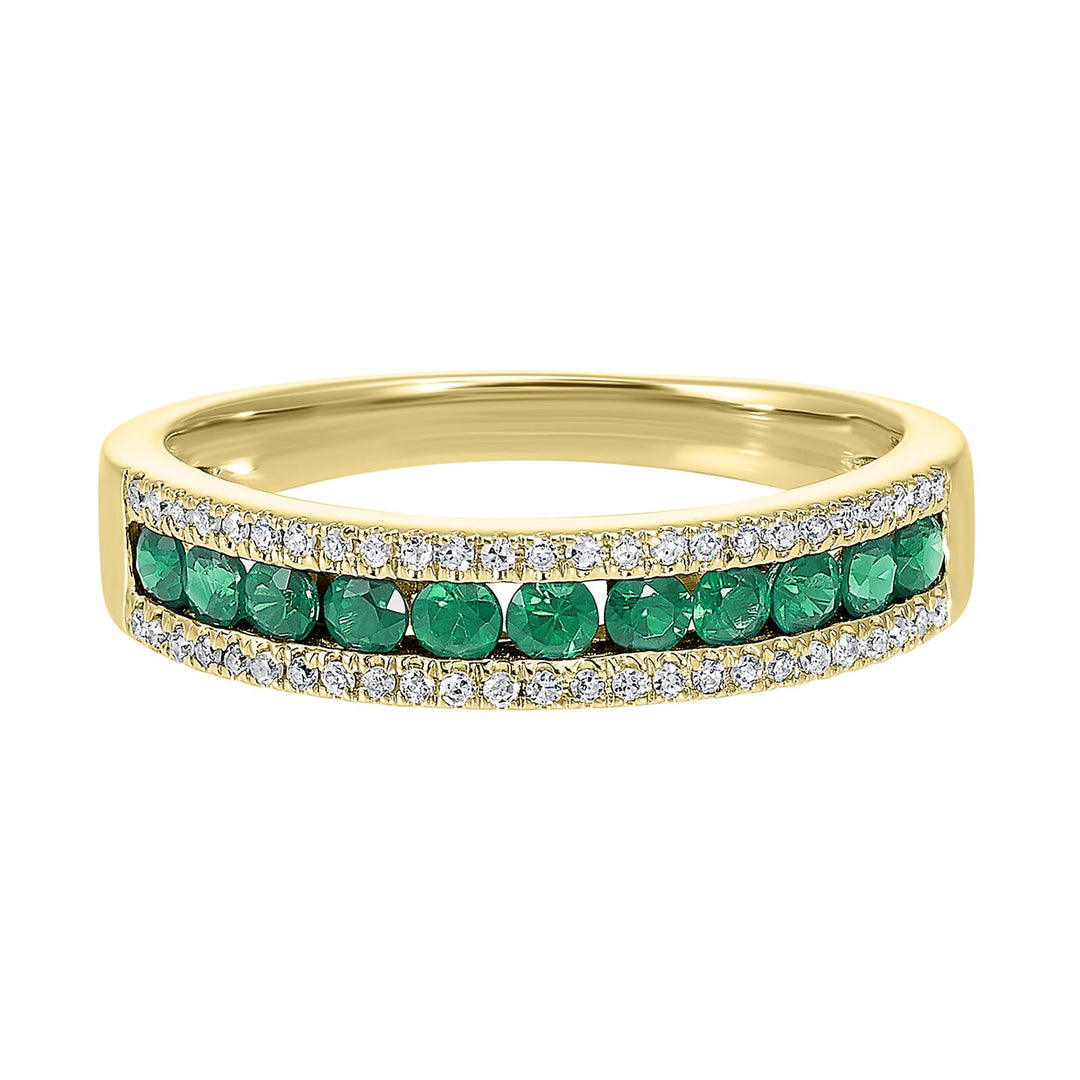 14Kt Yellow Gold Diamond 1/8Ctw & Emerald 1/2Ctw Ring