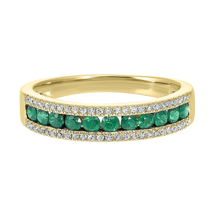 14Kt Yellow Gold Diamond 1/8Ctw & Emerald 1/2Ctw Ring