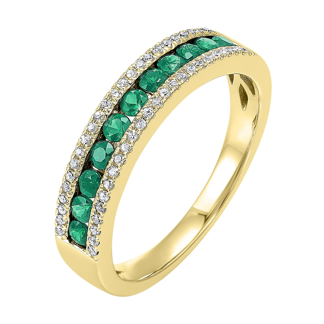 14Kt Yellow Gold Diamond 1/8Ctw & Emerald 1/2Ctw Ring
