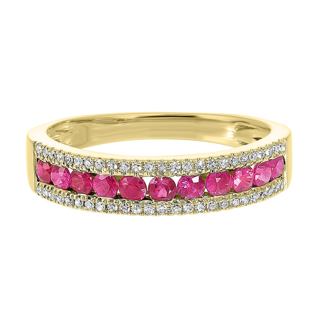 14Kt Yellow Gold Diamond 1/8Ctw & Ruby 1/2Ctw Ring