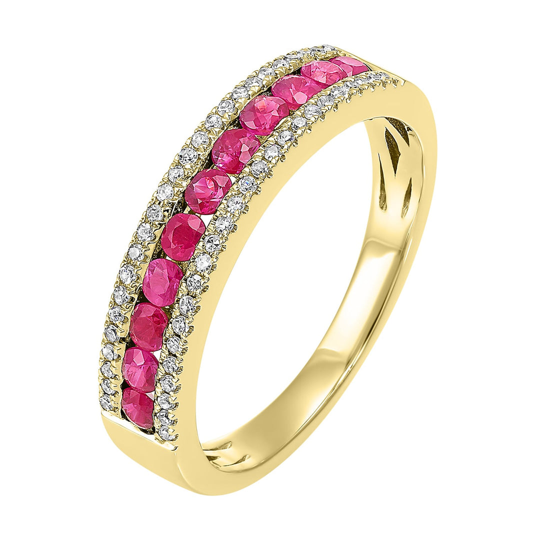 14Kt Yellow Gold Diamond 1/8Ctw & Ruby 1/2Ctw Ring