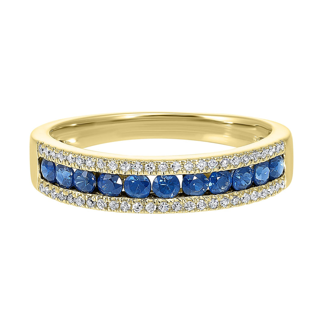 14Kt Yellow Gold Diamond 1/8Ctw & Sapphire 1/2Ctw Ring