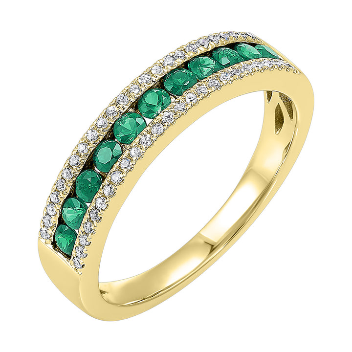 14Kt Yellow Gold Diamond 1/8Ctw & Emerald 1/2Ctw Ring
