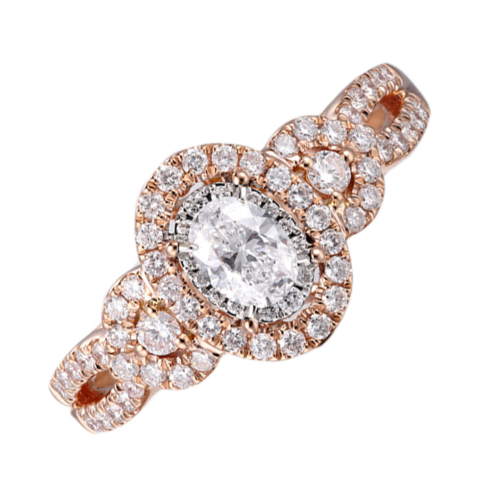 14Kt White Rose Gold Diamond 3/4Ctw Ring