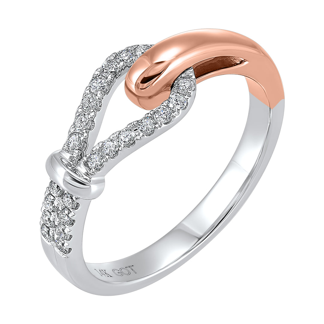 14Kt White Rose Gold Diamond 1/5Ctw Ring