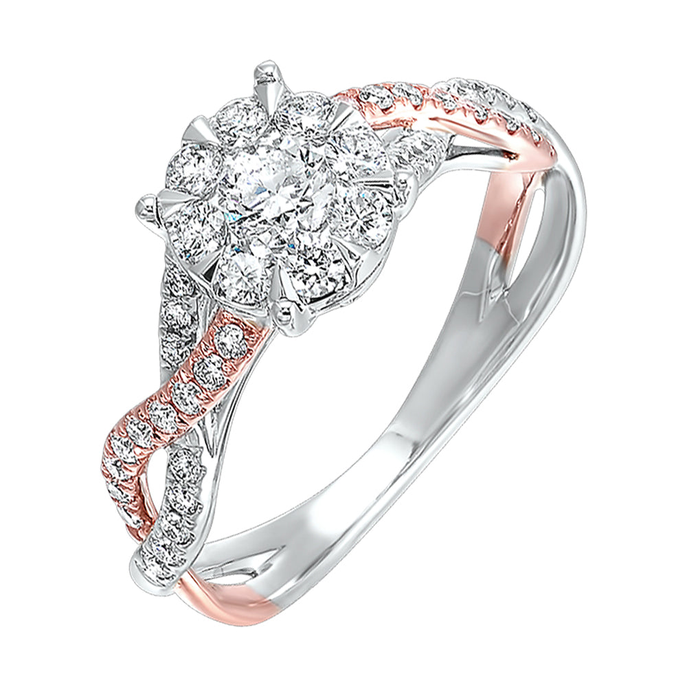 14Kt White Rose Gold Diamond 3/4 Ctw Ring