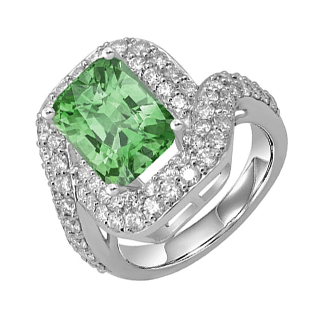 14Kt White Gold Diamond 1 3/4Ctw & Emerald 4 1/3Ctw Ring