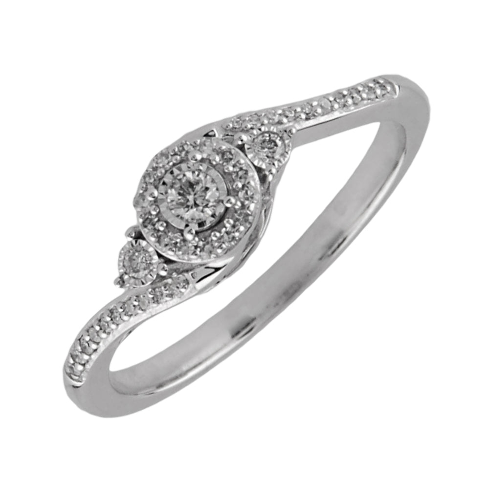 Silver Diamond 1/6Ctw Ring