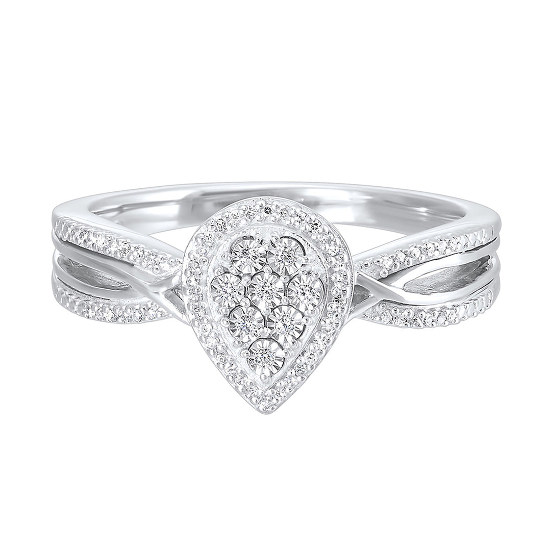 Silver Diamond 1/10Ctw Ring