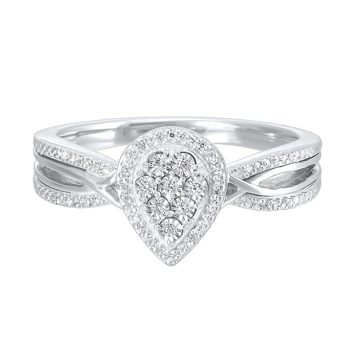 Silver Diamond 1/10Ctw Ring