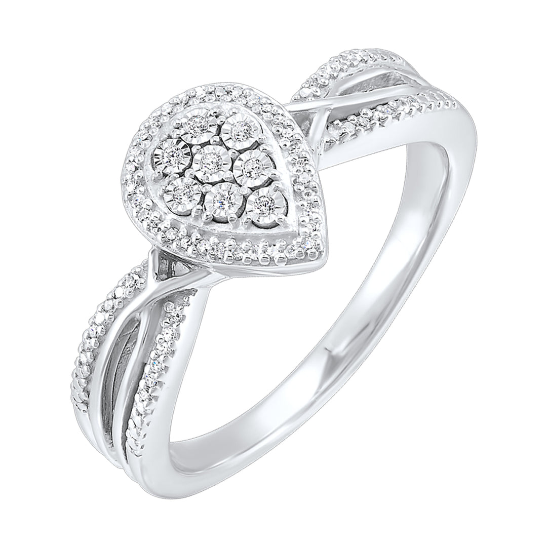 Silver Diamond 1/10Ctw Ring