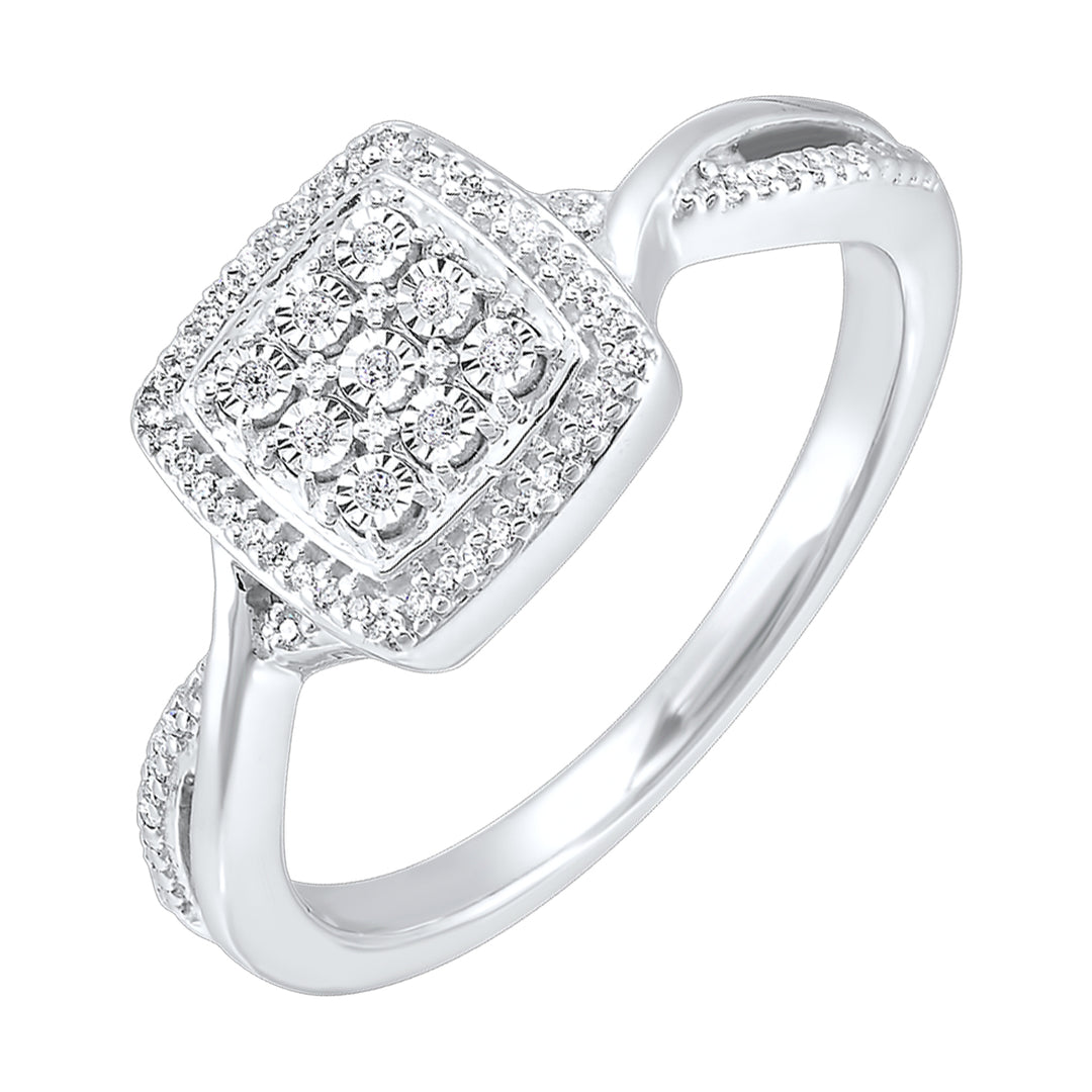 Silver Diamond 1/10Ctw Ring