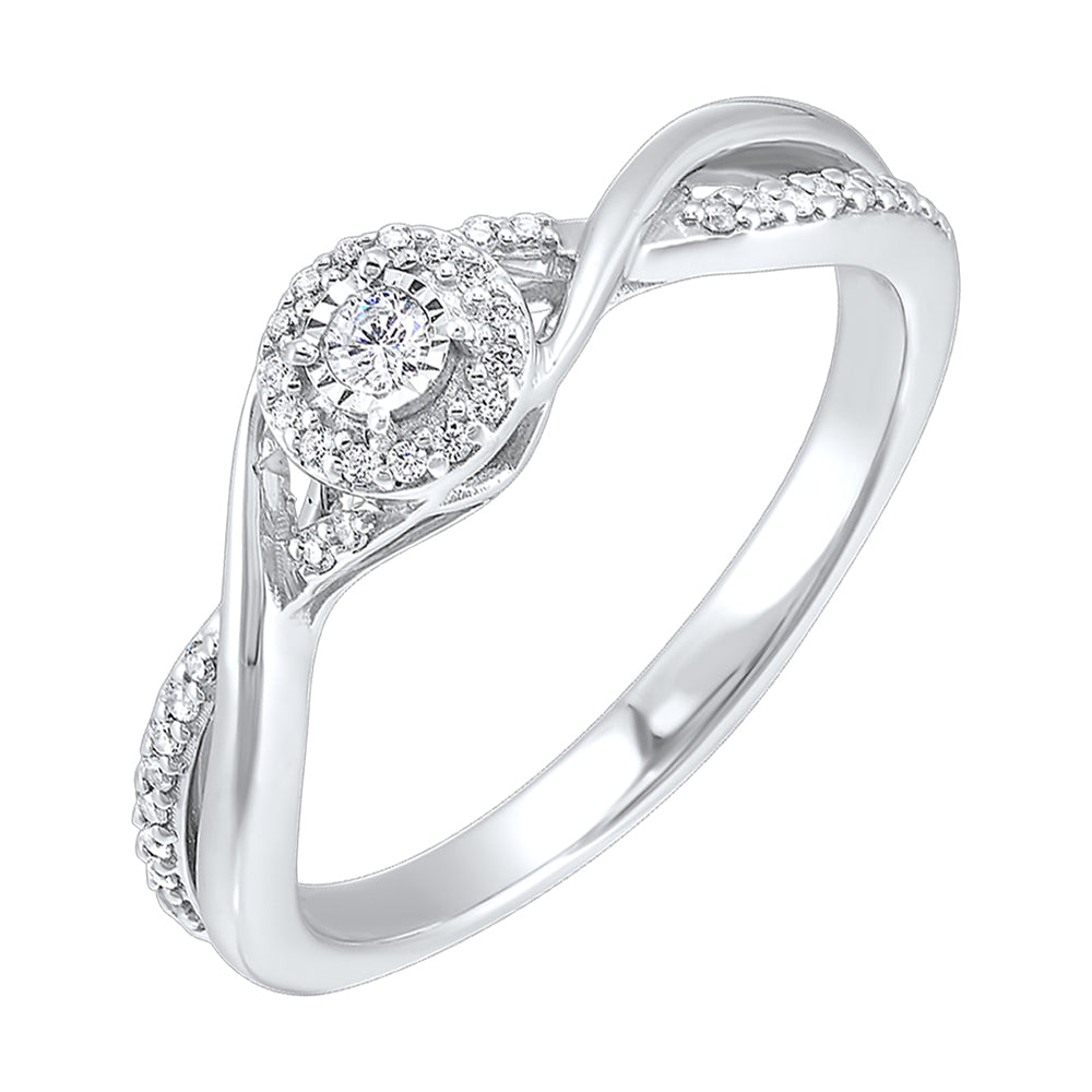 Silver Diamond 1/6Ctw Ring