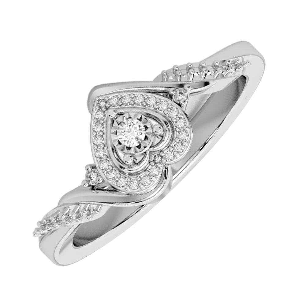 Silver Diamond 1/6Ctw Ring