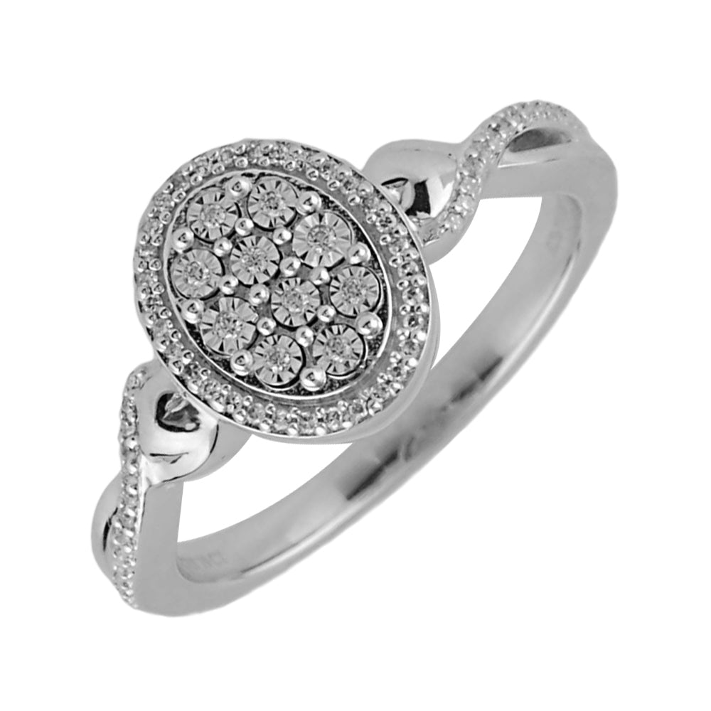 Silver Diamond 1/10Ctw Ring