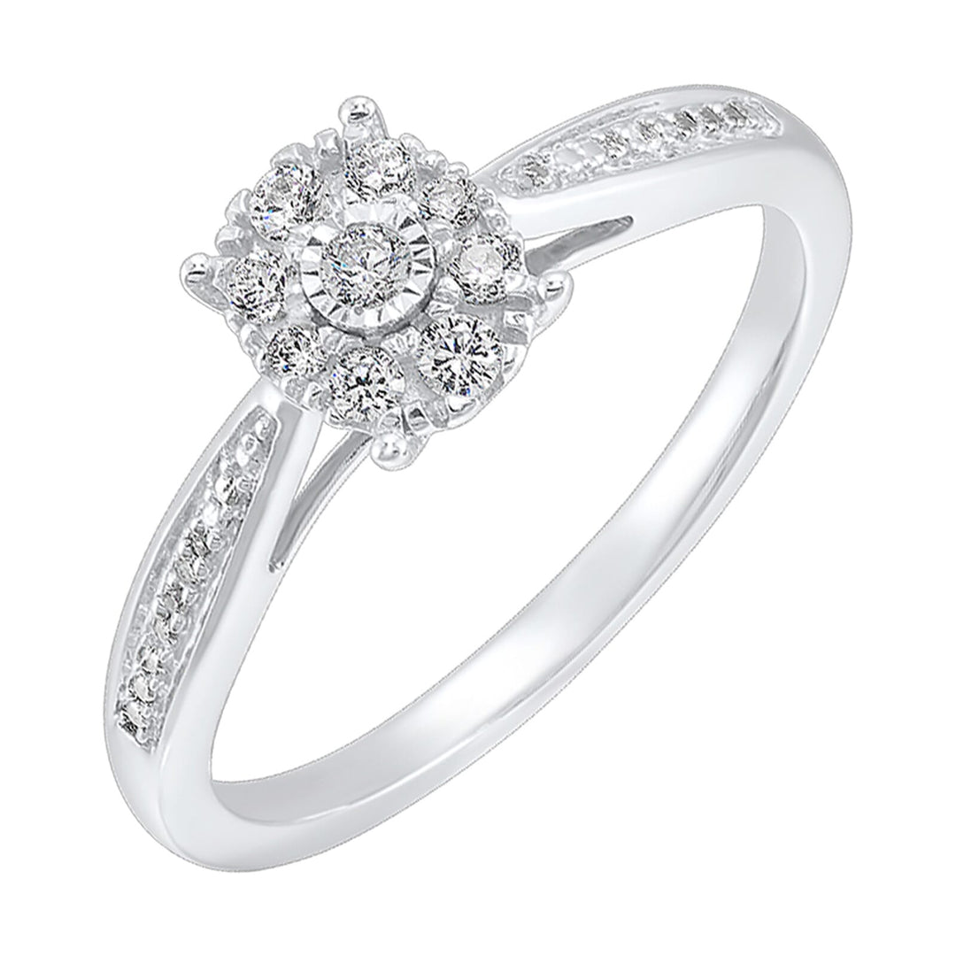 Silver Diamond 1/5Ctw Ring