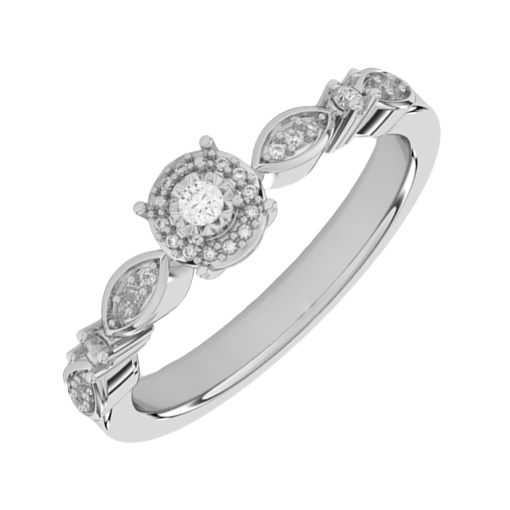 Silver Diamond 1/5Ctw Ring