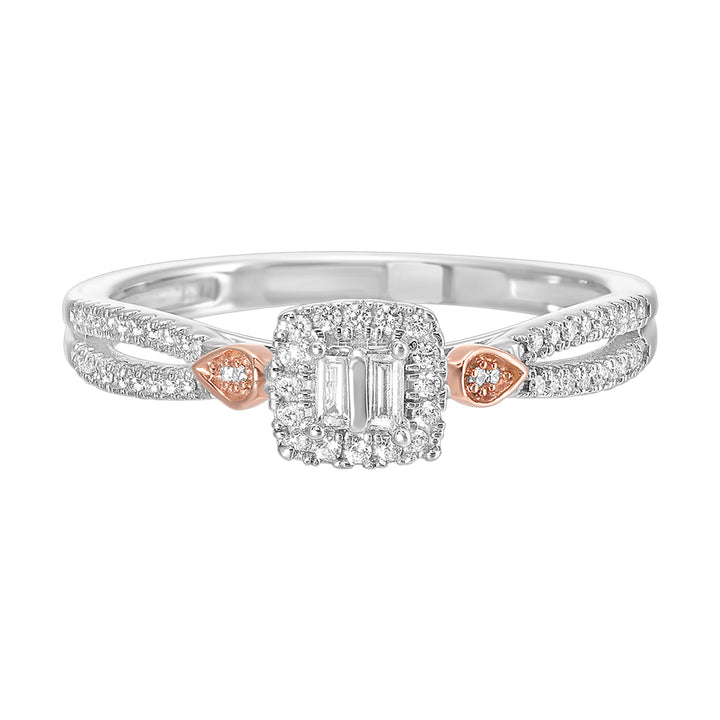 10Kt White Rose Gold Diamond 1/5Ctw Ring