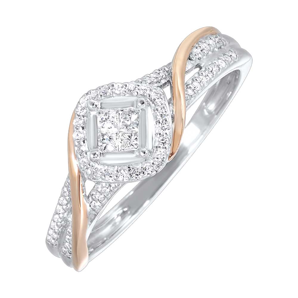 10Kt White Rose Gold Diamond 1/4Ctw Ring