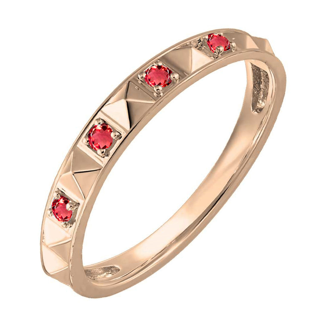 14Kt Rose Gold & Ruby 1/10Ctw Ring