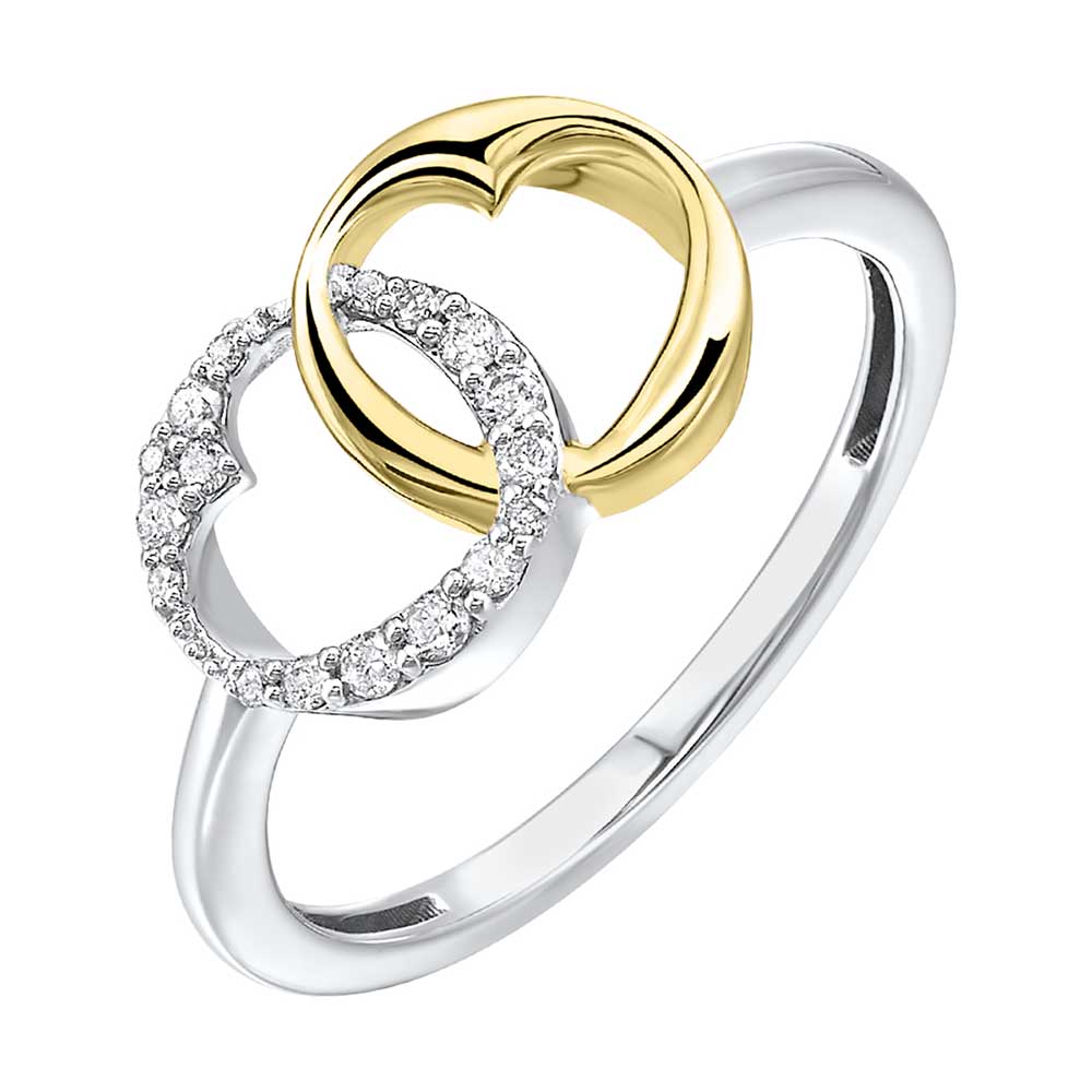 Gold Silver White Yellow Diamond 1/10Ctw Ring