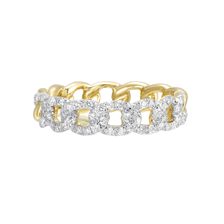 14KY diamond link ring, 1/2CTW-chunky gold design with diamond-encrusted links; strong deal value.