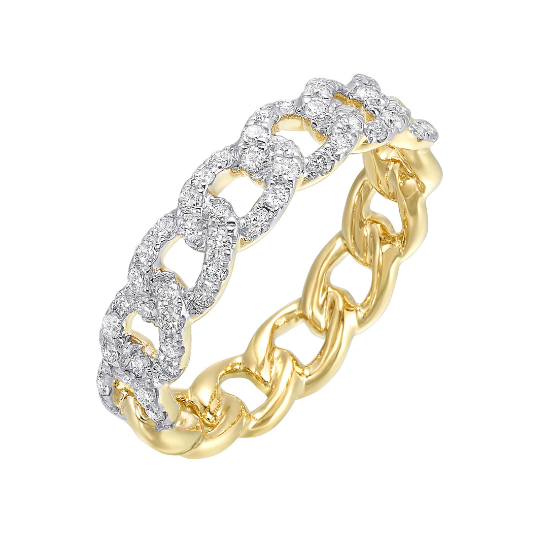 14KY diamond link ring, 1/2CTW-chunky gold design with diamond-encrusted links; strong deal value.