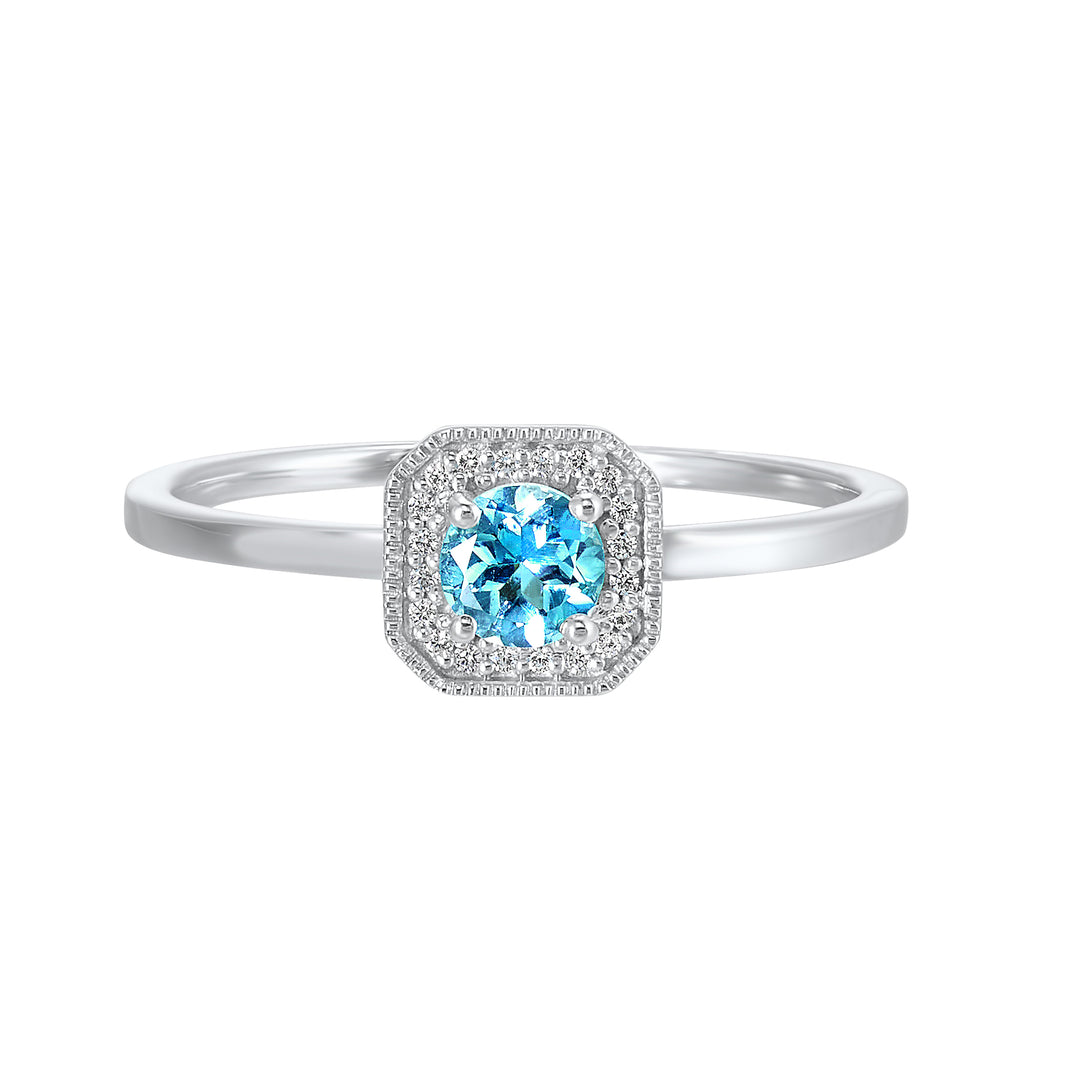 10Kt White Gold Diamond 1/12Ctw & Blue Topaz 1/2Ctw Ring