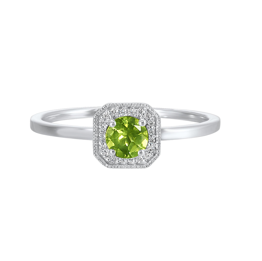 10Kt White Gold Diamond 1/12Ctw & Peridot 1/2Ctw Ring