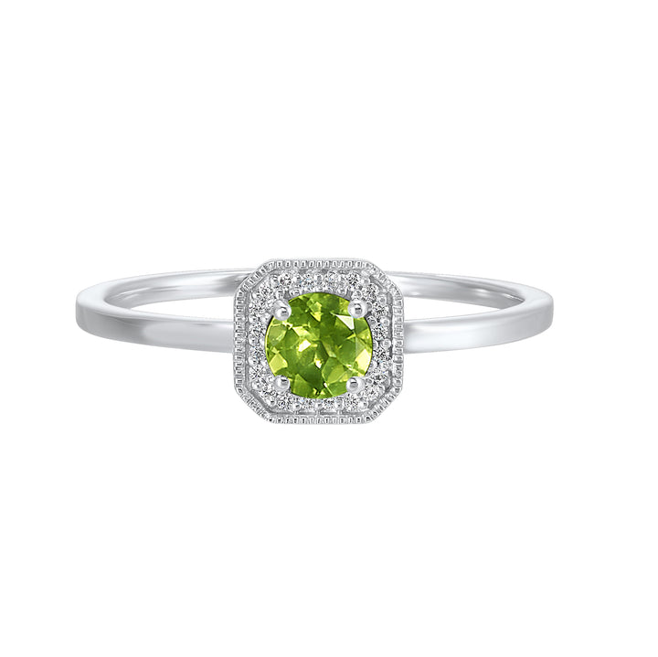 10Kt White Gold Diamond 1/12Ctw & Peridot 1/2Ctw Ring