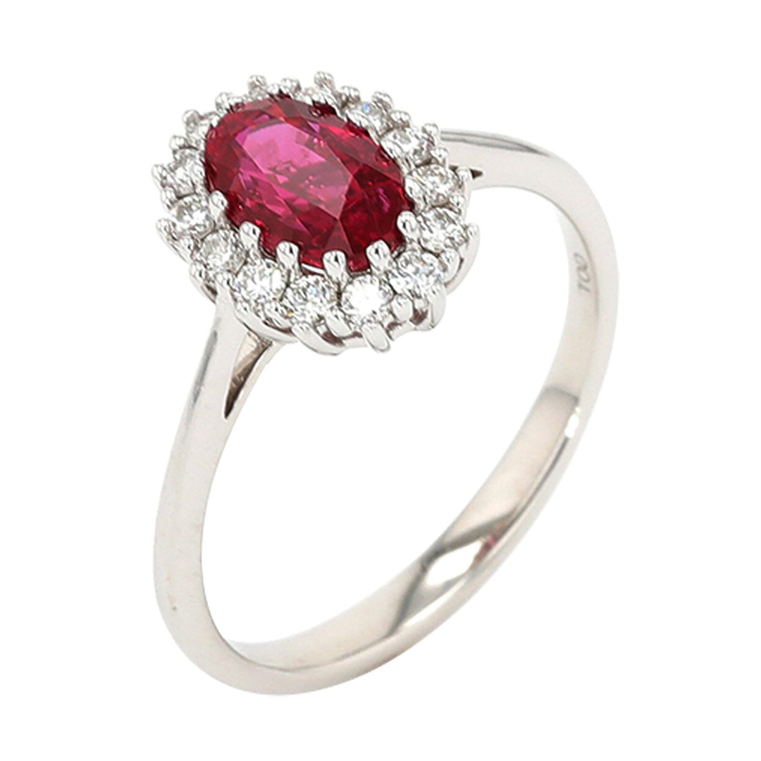 14Kt White Gold Diamond 1/4Ctw & Ruby 1 1/5Ctw Ring