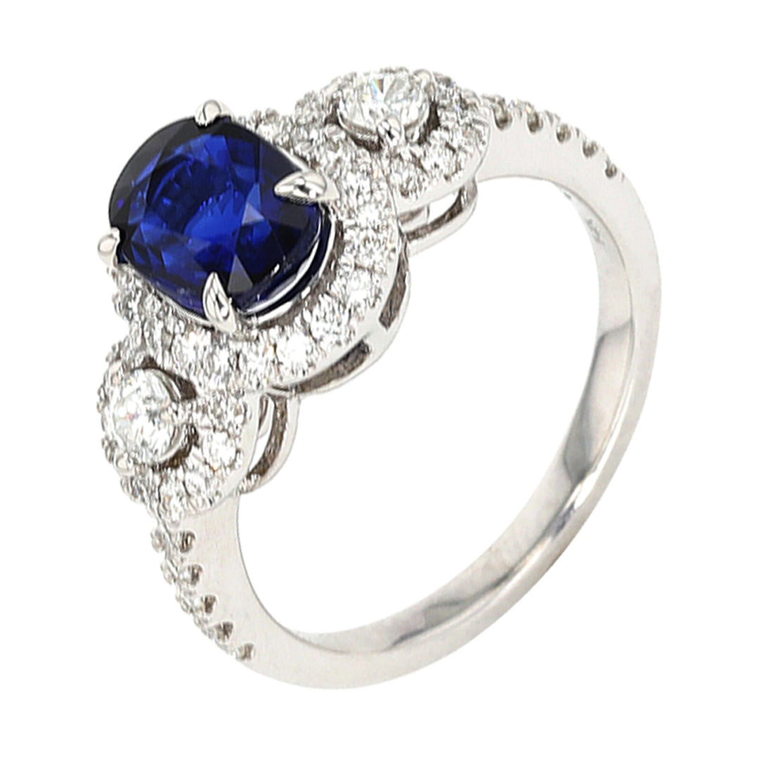 14Kt White Gold Diamond 5/8Ctw & Sapphire 1 7/8Ctw Ring