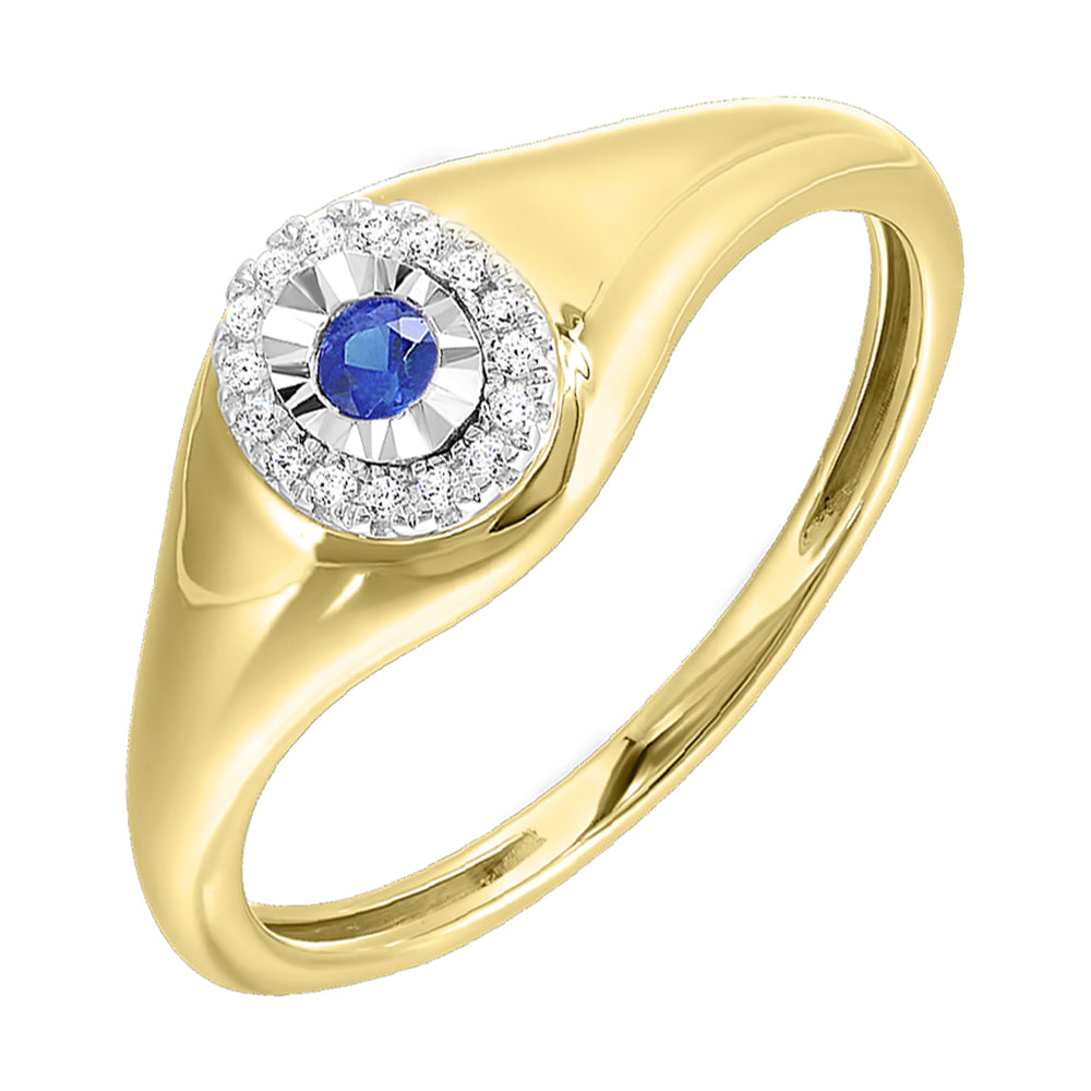 10Kt Yellow Gold Diamond 1/20Ctw & Sapphire 1/20Ctw Ring