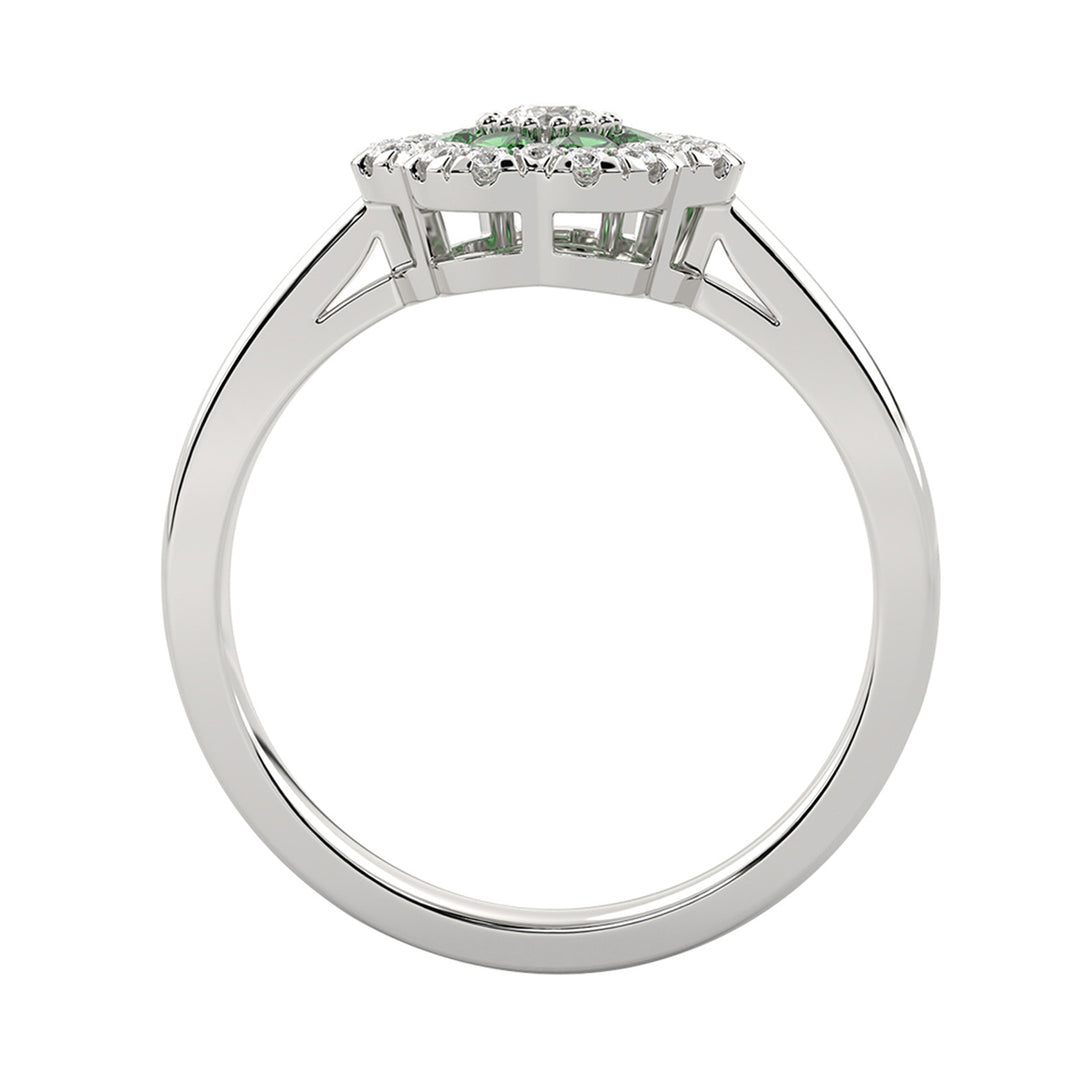 10Kt White Gold Diamond 1/4Ctw & Emerald 1/4Ctw Ring