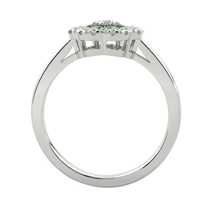 10Kt White Gold Diamond 1/4Ctw & Emerald 1/4Ctw Ring